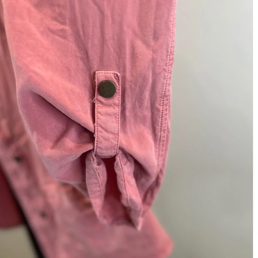 Sanctuary Pink‎ Utility Jacket Mandarin Collar Roll Tab Sleeve Size S